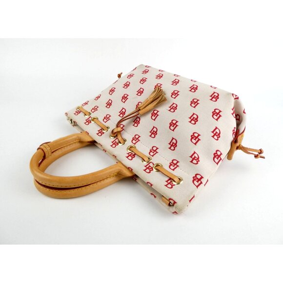Dooney & Bourke Chalk Red Canvas & Leather Small Tote - Picture 3 of 15